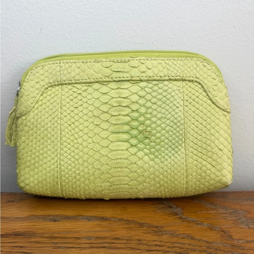 Presmer Green Python Leather Bag Pouch.
